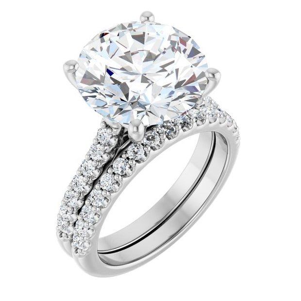 Anillo con Diamantes Laterales Redondo, Oval, Emerald o Cushion