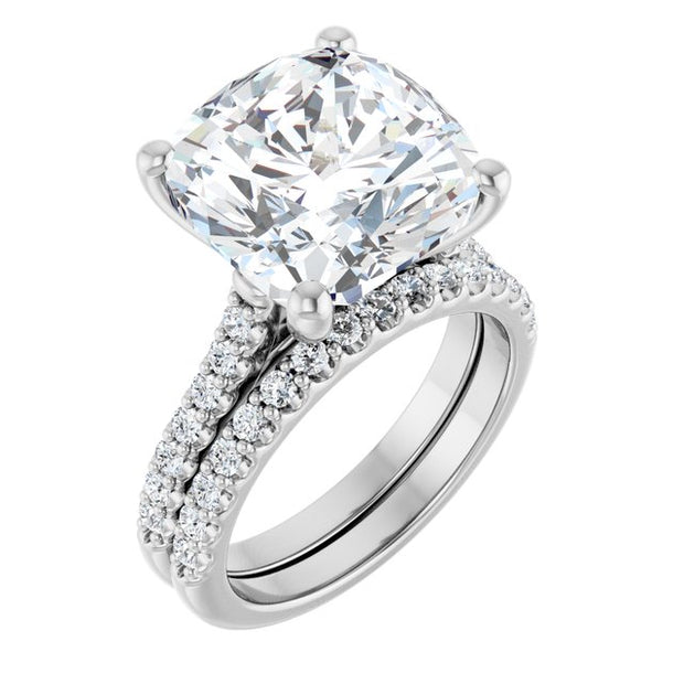 Anillo con Diamantes Laterales Redondo, Oval, Emerald o Cushion